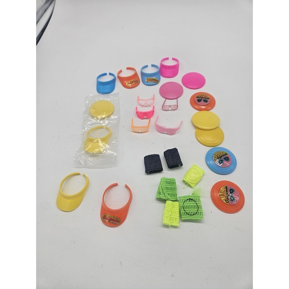 Lot Of Vintage Barbie Visors, Frisbees, Kneepads, Sunglasses Hong Kong, Malaysia